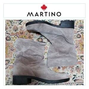 MARTINO Size 7 Boots Slouchy Suede Canadian Neutral Low Heel Above Ankle